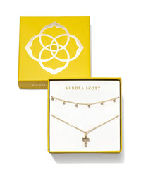 Kendra Scott Amelia Cross Necklace Gift Set, Gold White CZ