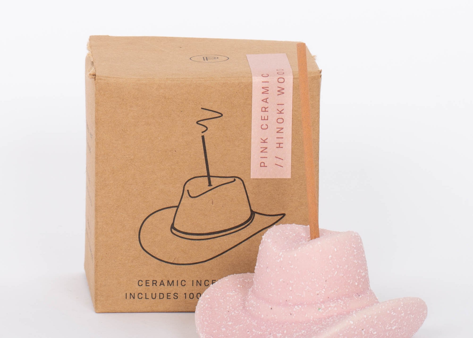 Pink Cowboy Hat Incense Holder This vintage-inspired incense burner is on of our favorites! Including 100 fragrant incense sticks of Palo Santo Suede, this ceramic incense holder will keep your space burning with ambiance and fragrant tones.