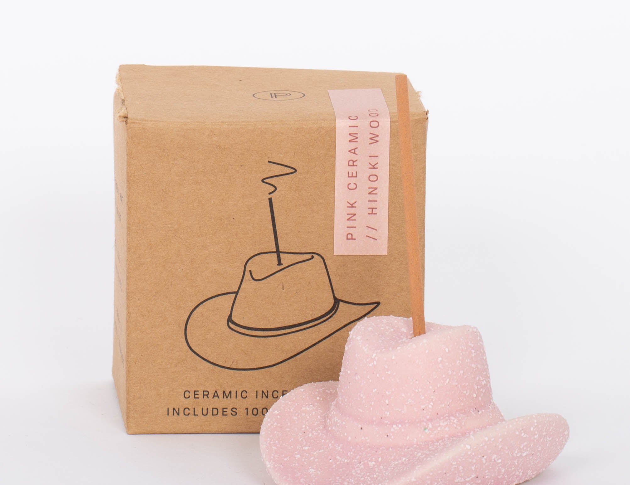 Pink Cowboy Hat Incense Holder This vintage-inspired incense burner is on of our favorites! Including 100 fragrant incense sticks of Palo Santo Suede, this ceramic incense holder will keep your space burning with ambiance and fragrant tones.