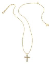 Kendra Scott Cross Crystal Pendant Necklace, Gold White