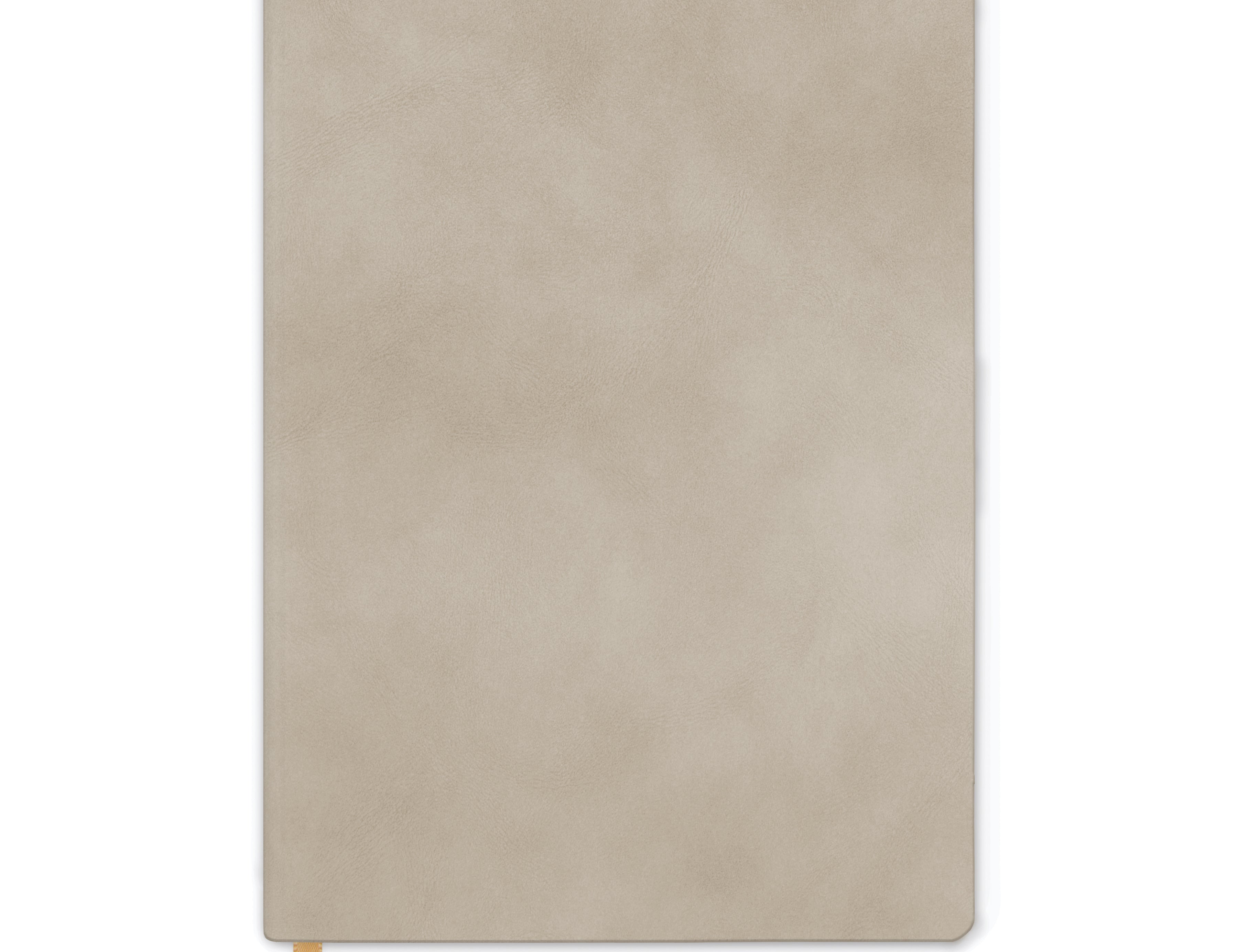 Soft Mushroom Vegan Suede Journal with 192 lined pages and ribbon bookmark. White background. 