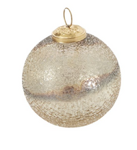 Northern Lights Gold Ornament, gold crackled mercury glass ball with a gold cap and ring