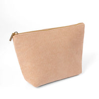 Elyse Breanne Corduroy Carry All Pouch, almond corduroy carry all pouch with a gold zipper