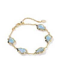 Kendra Scott Adriana Scallop Frame Delicate Chain Bracelet, Gold Sky Blue Iridescent Abalone