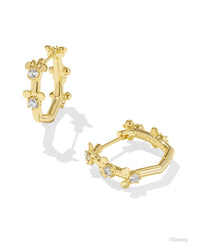 Kendra Scott Mickey Minnie Huggie Earrings, Gold White Crystal