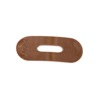 Oval lay flat acrylic claw clip in Roman Clay, mini size, a warm terracotta hair claw clip with an open center, on a white background.