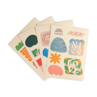 Papier Nice and Fabs Stickers, four sheets of colorful retro shape and word stickers