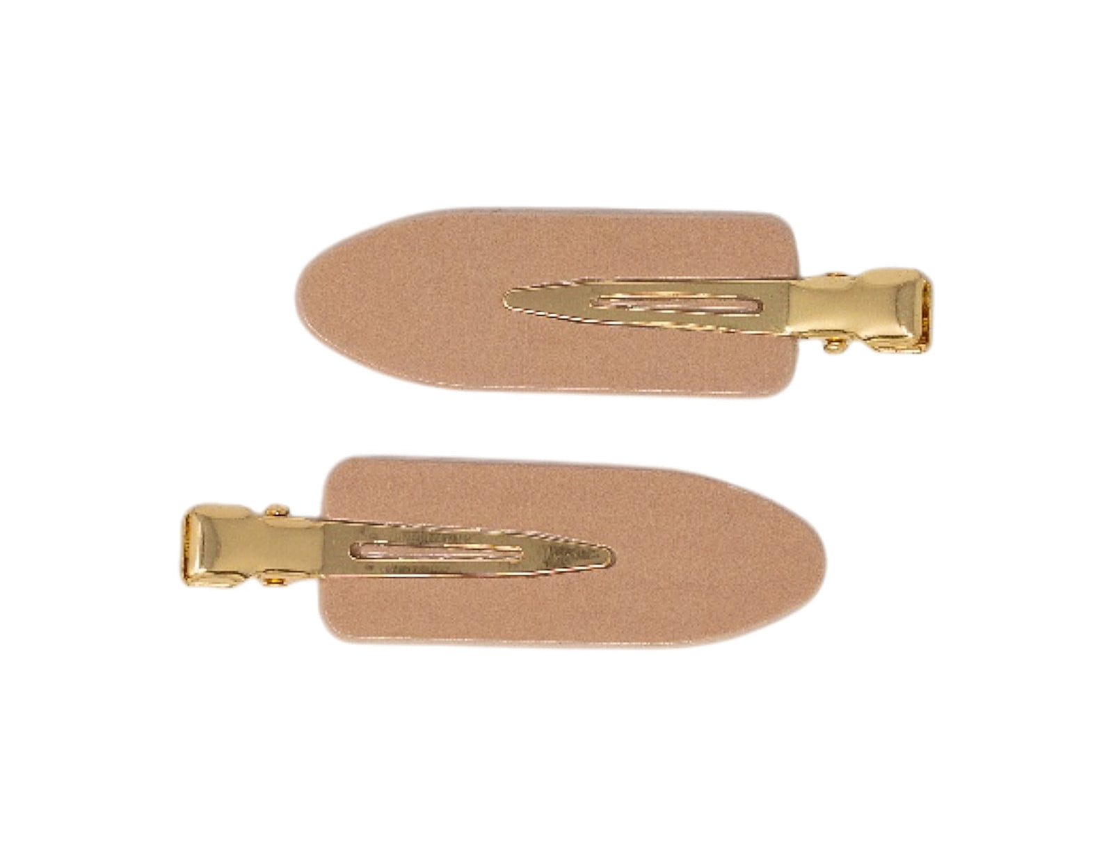 2 pack snap hair clips in Rose Dust, a matching pair of dusty rose acrylic clips with gold tone metal hardware, on a white background.