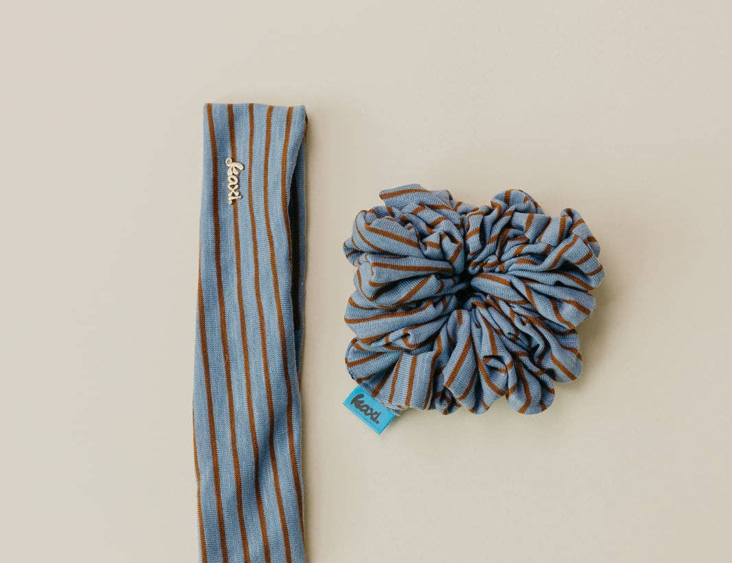 Striped Oversized Scrunchie & Headband Set
