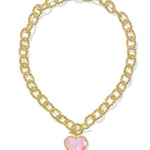Kendra Scott Haisley Heart Statement Necklace, Gold Blush Ivory Mother of Pearl