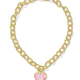 Kendra Scott Haisley Heart Statement Necklace, Gold Blush Ivory Mother of Pearl