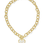 Kendra Scott Haisley Heart Statement Necklace, Gold Ivory Mother of Pearl