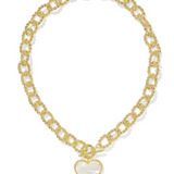 Kendra Scott Haisley Heart Statement Necklace, Gold Ivory Mother of Pearl