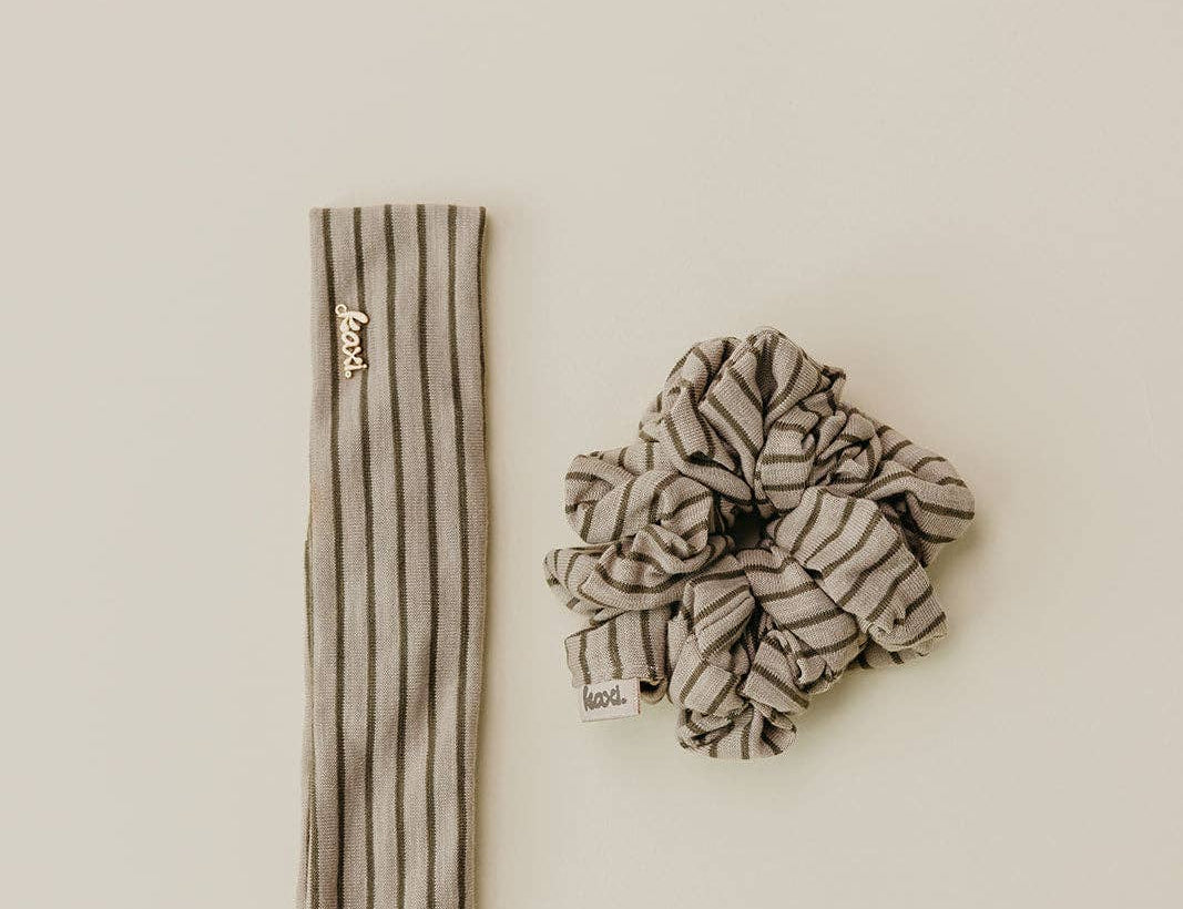 Striped Oversized Scrunchie & Headband Set