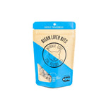 Package of Bison Liver Bits for cats with a blue and beige design on a white background
