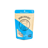 Package of Bison Liver Bits for cats with a blue and beige design on a white background