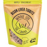 Package of Bison Liver Tidbits by Winnie Lou the Canine Co. on a white background
