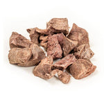 Brown rock-like chunks on a white background