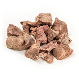 Brown rock-like chunks on a white background