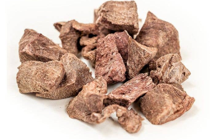 Brown rock-like chunks on a white background