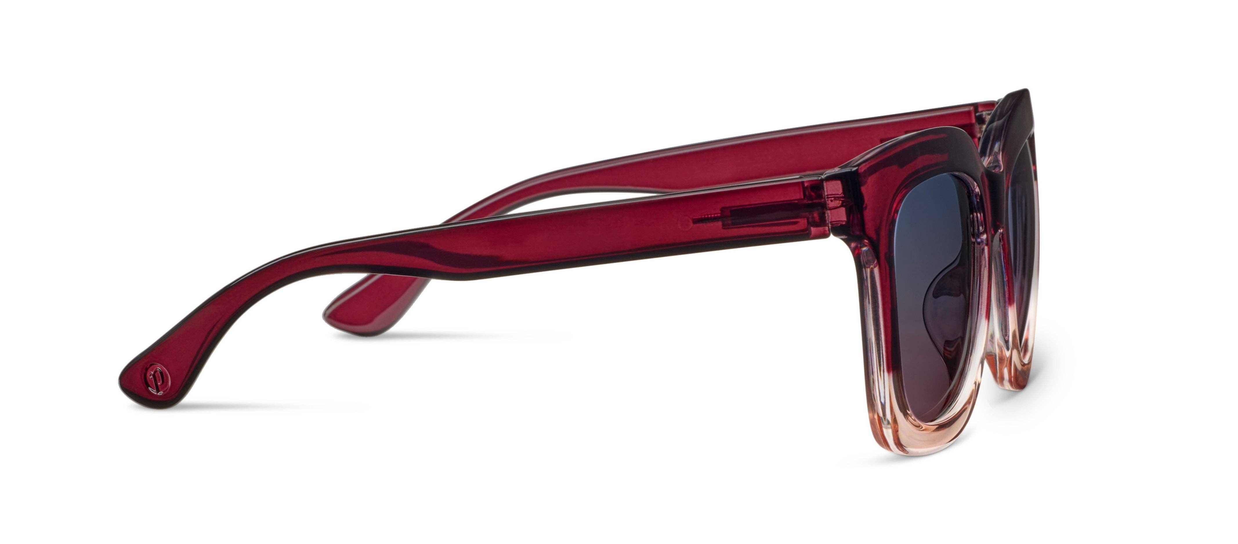 Red sunglasses with a clear background