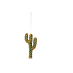 Wool Felt Cactus Ornament, olive green cactus with stitched detail on a hanging cord