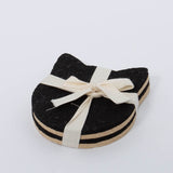 100% Recycled Cat Head Rubber Coaster Set in tan and black by Ore Originals.