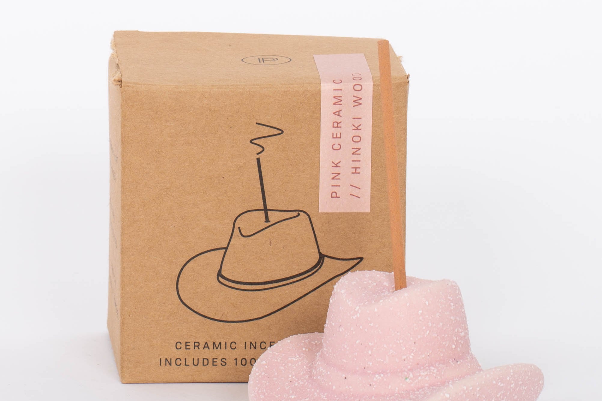 Pink Cowboy Hat Incense Holder This vintage-inspired incense burner is on of our favorites! Including 100 fragrant incense sticks of Palo Santo Suede, this ceramic incense holder will keep your space burning with ambiance and fragrant tones.