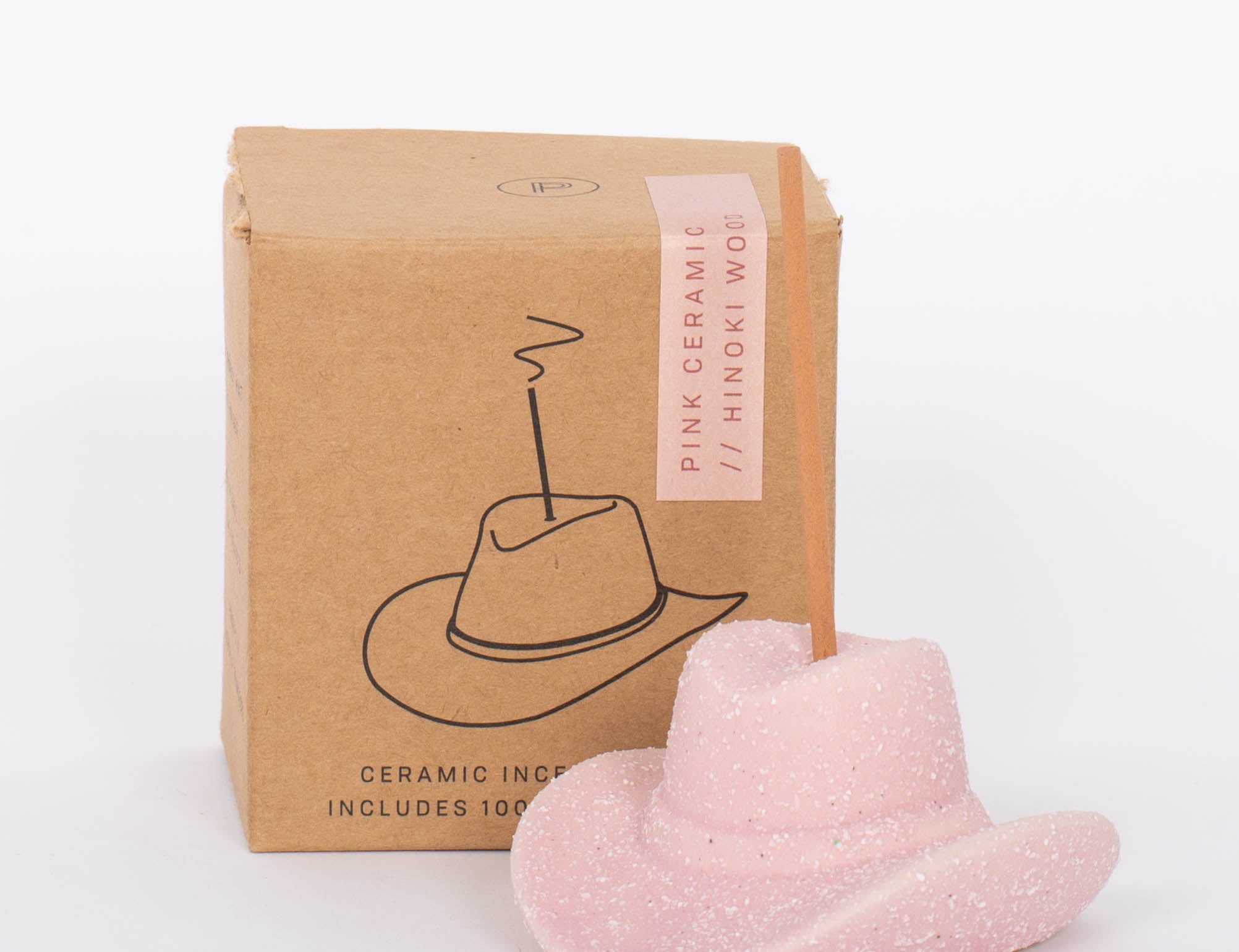 Pink Cowboy Hat Incense Holder This vintage-inspired incense burner is on of our favorites! Including 100 fragrant incense sticks of Palo Santo Suede, this ceramic incense holder will keep your space burning with ambiance and fragrant tones.