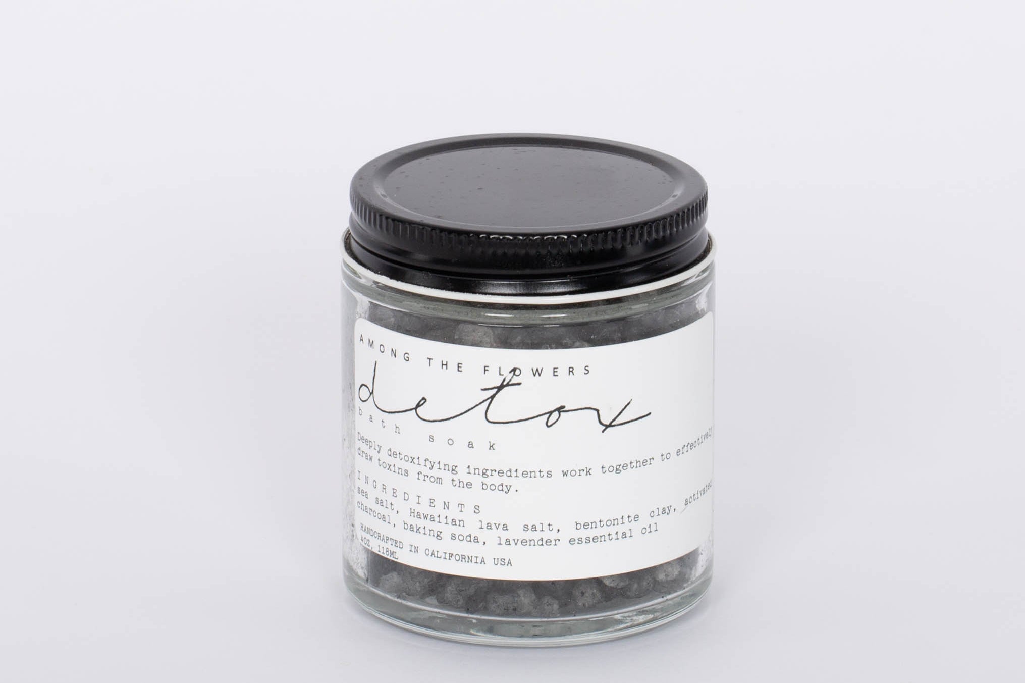 Among the Flowers Detox Bath Soak. D E T O X  A select blend of effective detoxifying agents presents a premium bath for those seeking to cleanse the body from exposure to pollutants. Whether it is diet, environmental, or other toxic exposure, a detoxifying bath with activated charcoal can draw impurities out through its negative charge. 