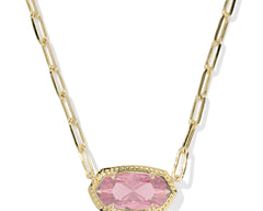 Kendra Scott Elisa Luxe Short Pendant Necklace, Gold Light Pink CZ