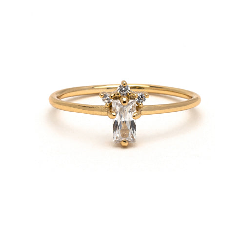 Gold Crown Rectangle Sparkle + Shine Ring