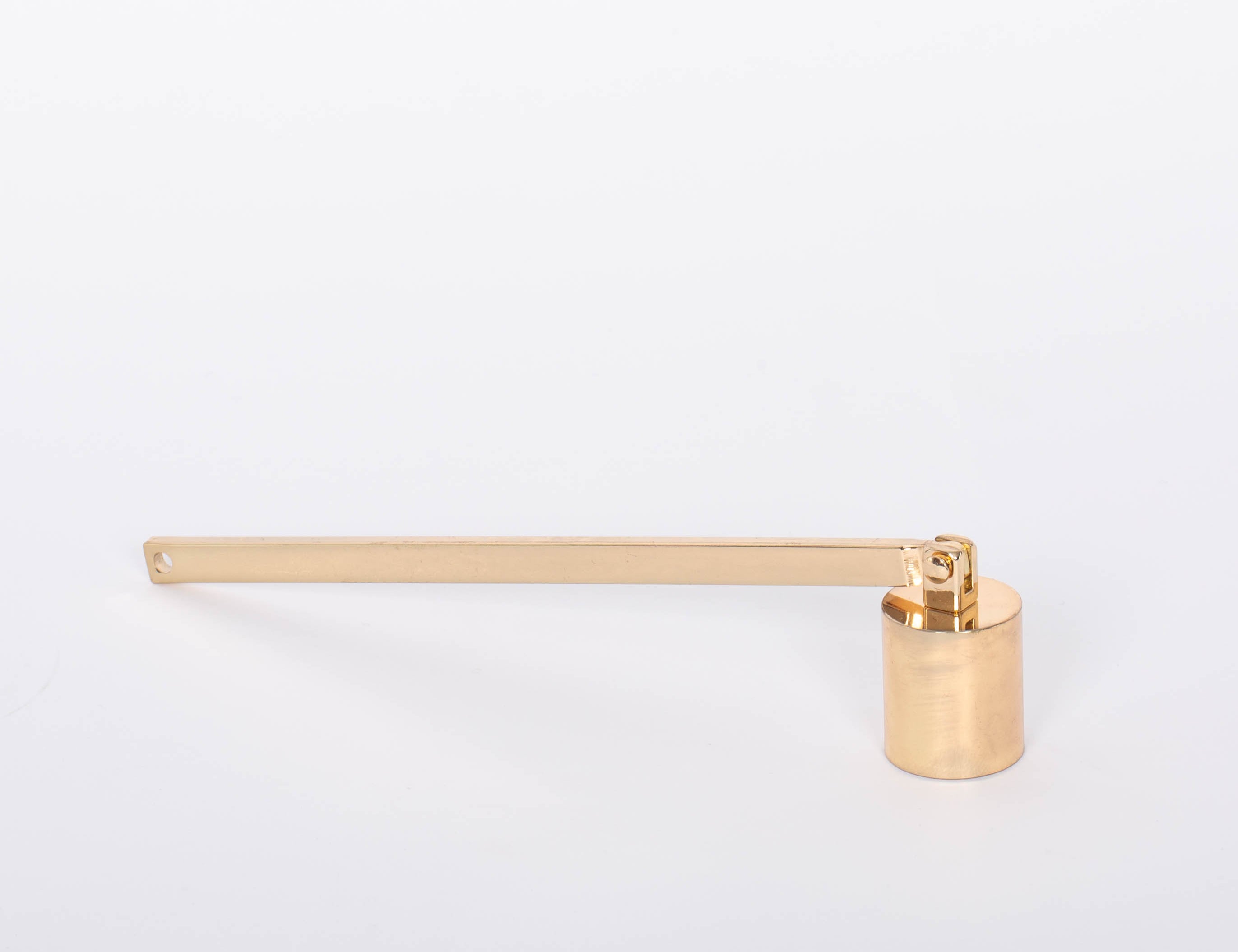 Golden Candle Snuffer by Designworks. White background.