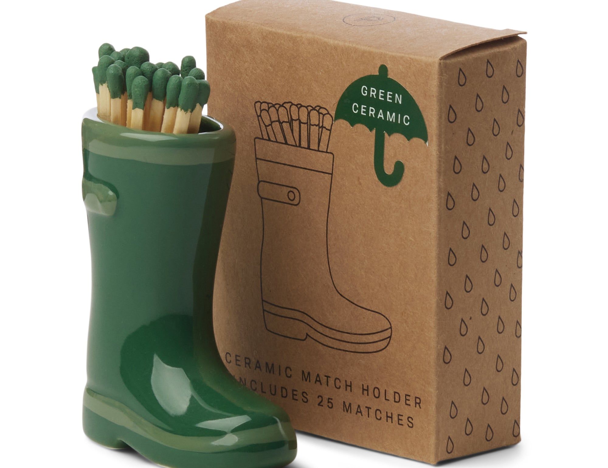 Wellington Rain Boot Ceramic Match Holder