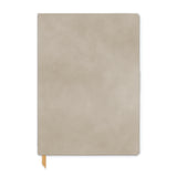 Soft Mushroom Vegan Suede Journal with 192 lined pages and ribbon bookmark. White background. 