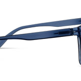 Blue sunglasses with a clear background