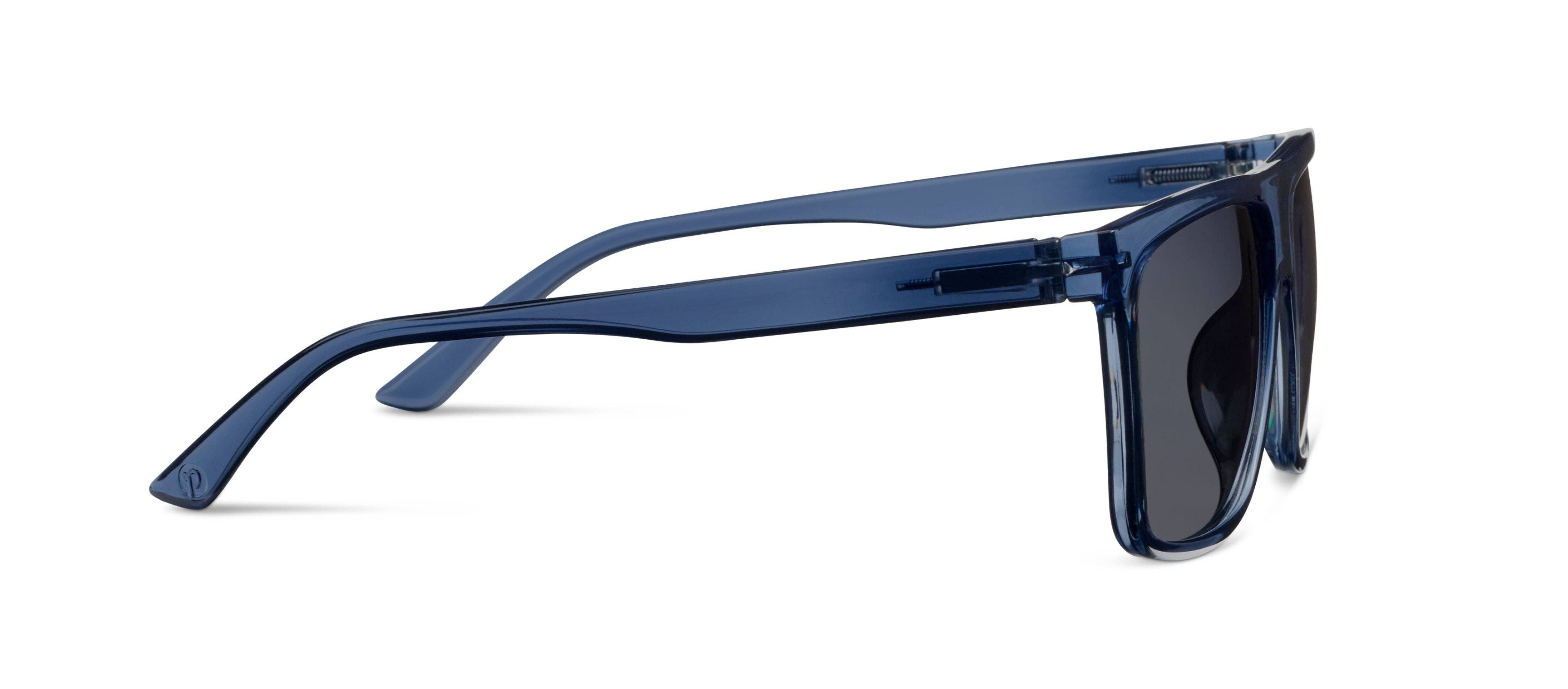 Blue sunglasses with a clear background