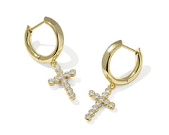 Cross Crystal Huggie Earrings