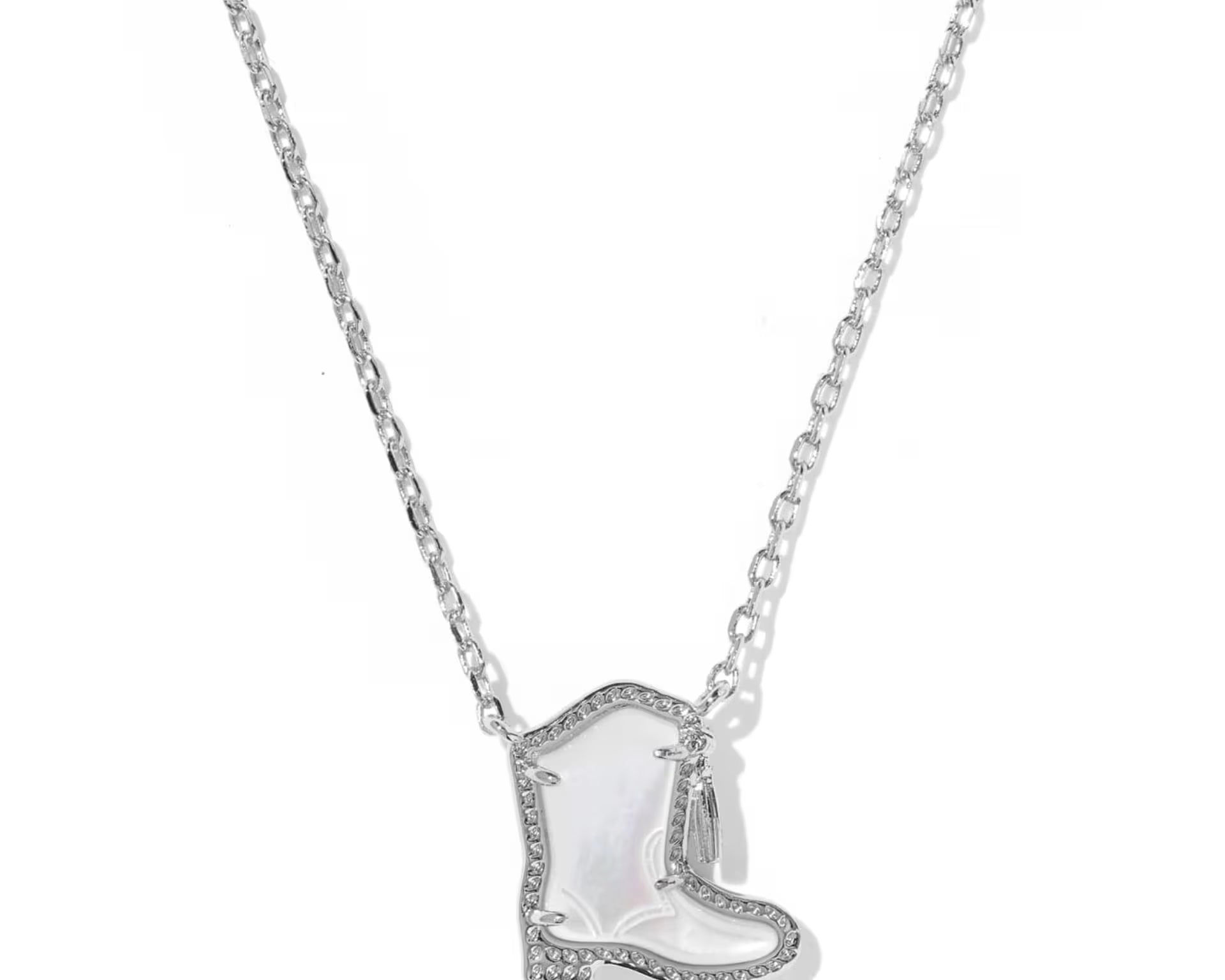 Kendra Scott Drill Team Boot Short Pendant Necklace, Silver