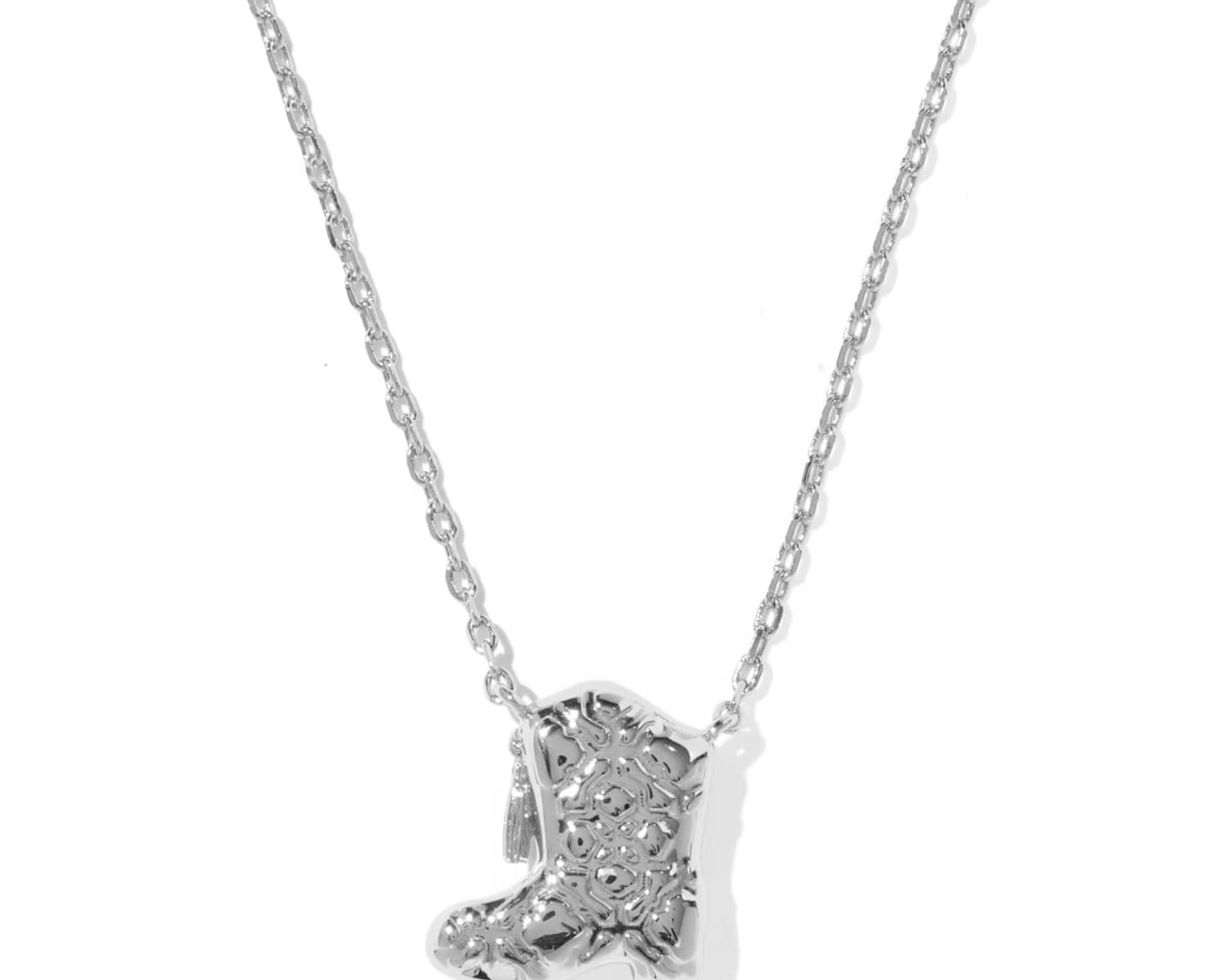 Kendra Scott Drill Team Boot Short Pendant Necklace, Silver, Third View