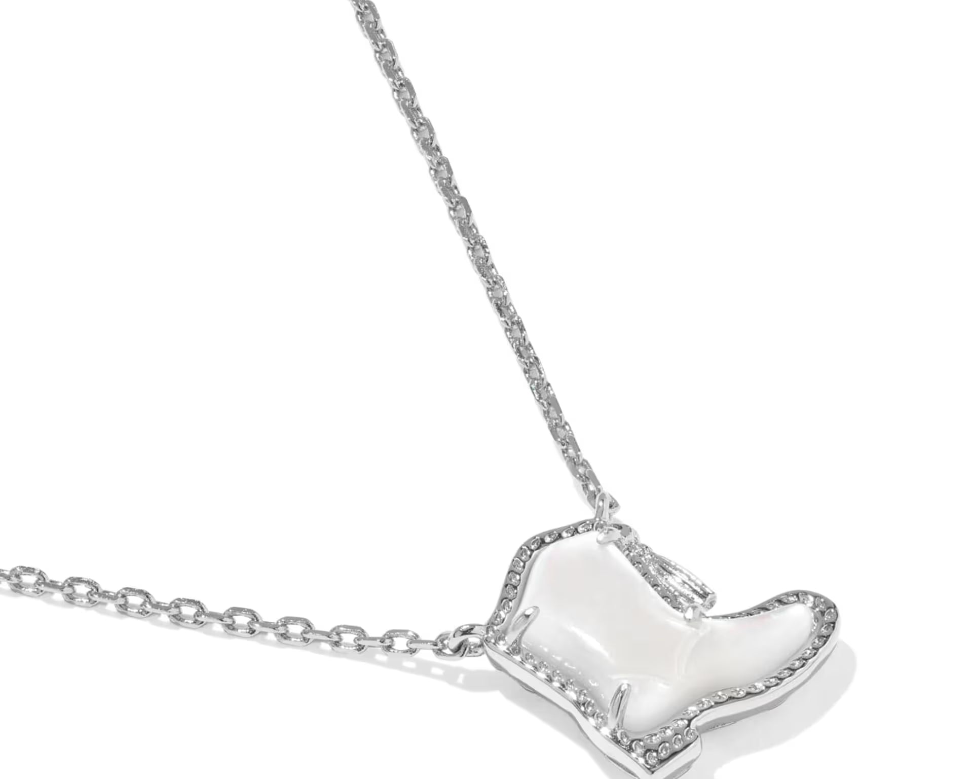Kendra Scott Drill Team Boot Short Pendant Necklace, Silver, Fourth View
