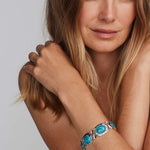 Kendra Scott Tiger Striped Daphne Vintage Silver Statement Bracelet, Turquoise Magnesite Gold