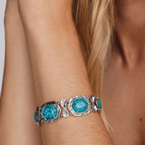 Kendra Scott Tiger Striped Daphne Vintage Silver Statement Bracelet, Turquoise Magnesite Gold, Second View