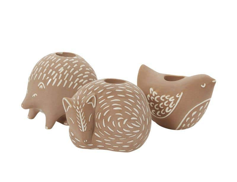 Fox and Hedgehog Bramley Candle Holder. Intricate design features carefully crafted metal branches that cradle the candle for a unique and romantic look. Incredibly versatile, this piece can be used to create an intimate ambiance or simply as a beautiful home accent.