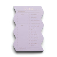 Lilac Daily Notepad, a small lilac daily notepad with a color blocked edge and gold foil accents