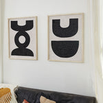 Merritt Wall Art, fourth view, the bleached mango wood frame and stitching up close.