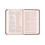 Open book with red cover on a white background