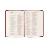 Open book with text on a white background