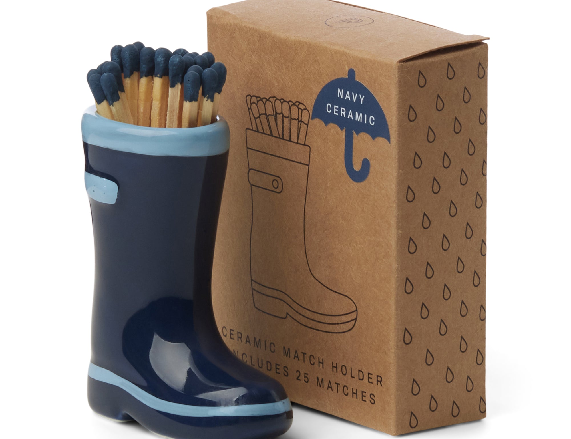 Wellington Rain Boot Ceramic Match Holder