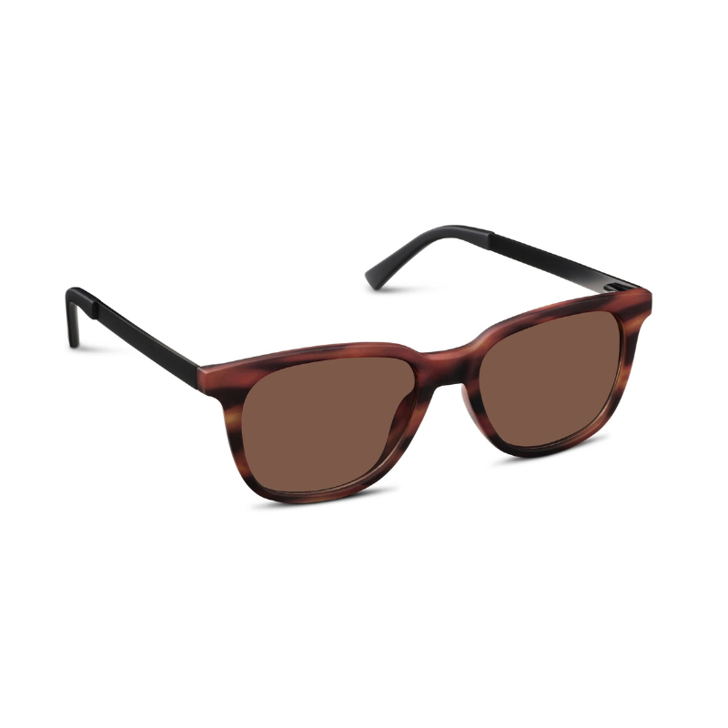 Retro-style sunglasses with a brown tortoiseshell frame and brown tinted lenses, shown on a clean white background.